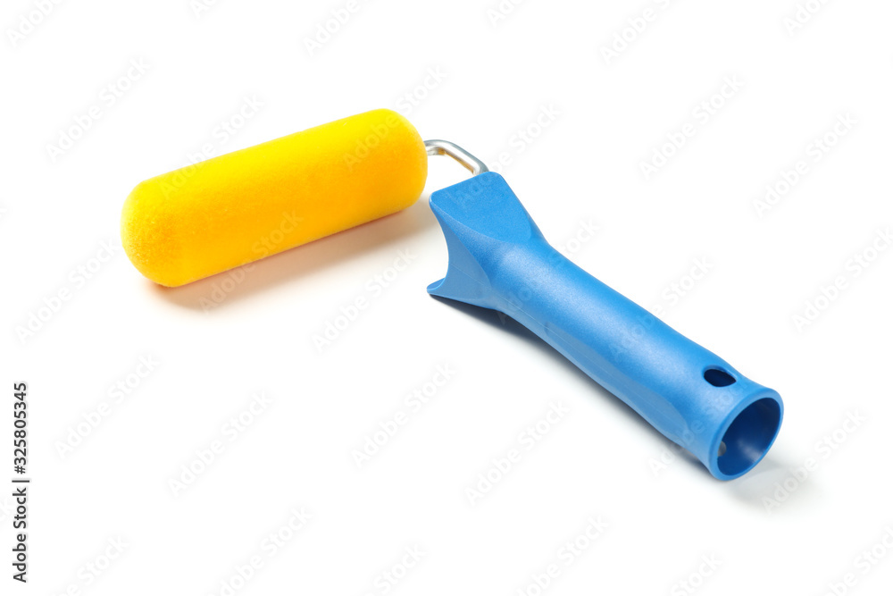 Paint roller with blue handle isolated on white background Paint roller with blue handle isolated on white background