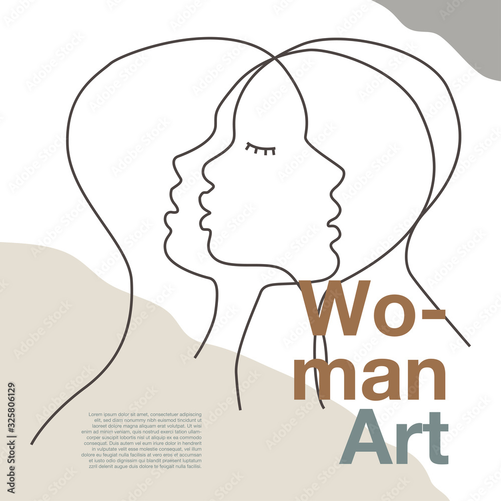 Three women face contemporary line drawing Three women face contemporary line drawing