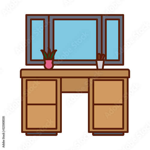 Isolated home furniture with mirror line and fill style icon vector design