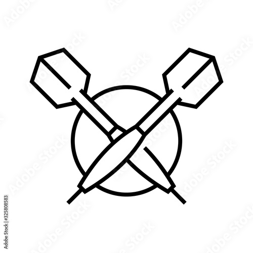 Darting tools line icon, concept sign, outline vector illustration, linear symbol.
