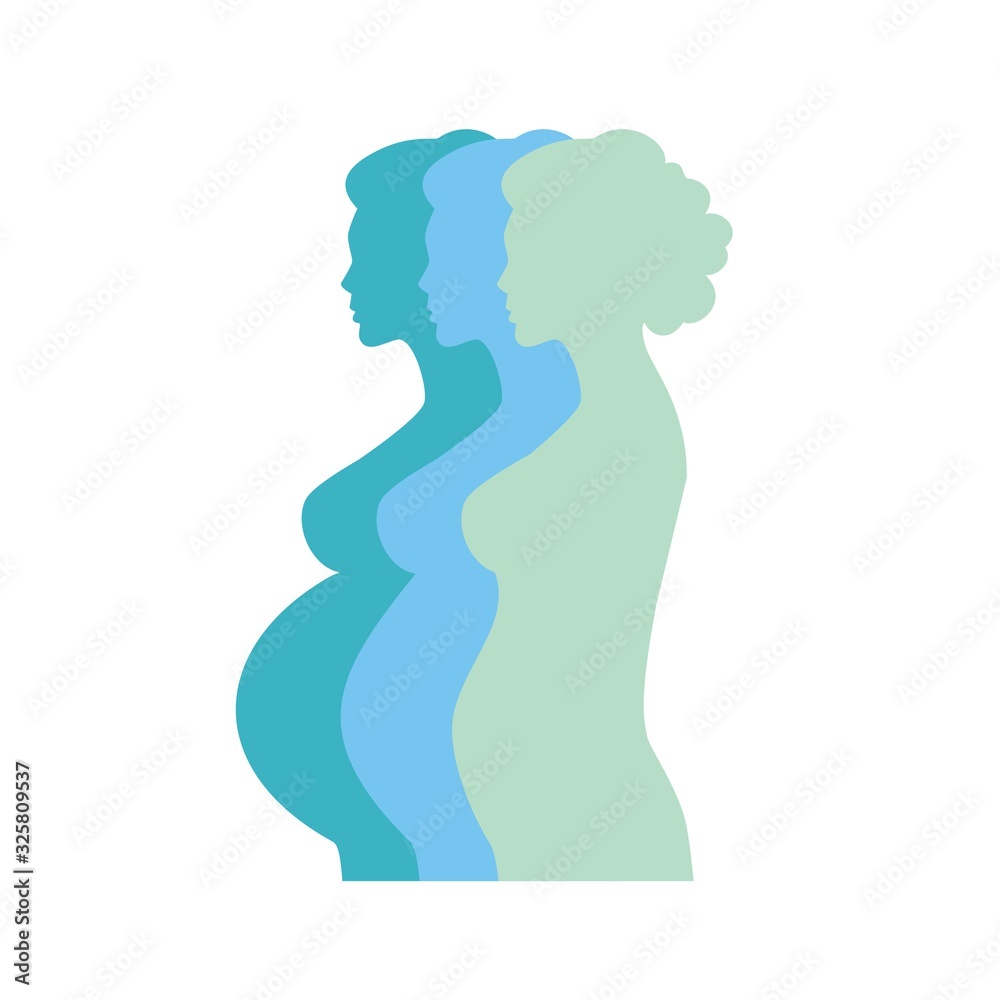 Silhouette of a young pregnant woman
