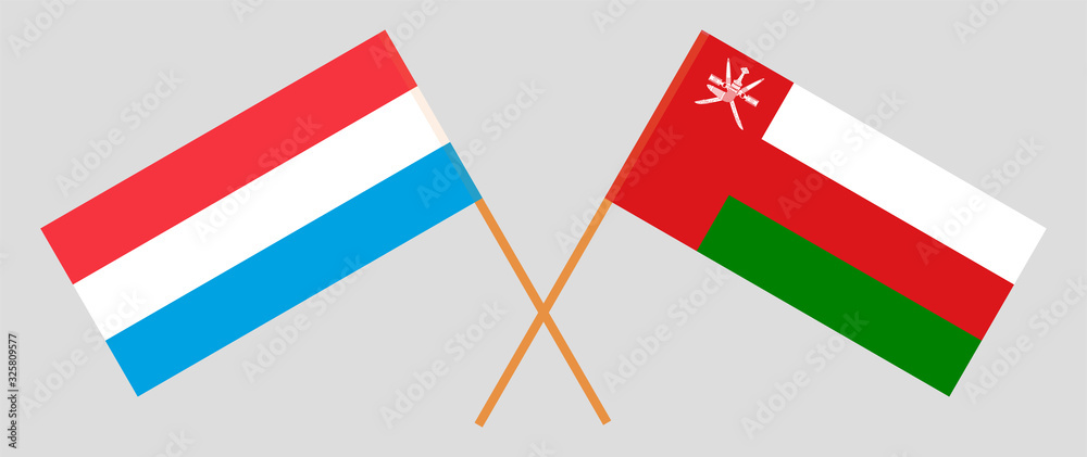 Crossed flags of Oman and Luxembourg Crossed flags of Oman and Luxembourg