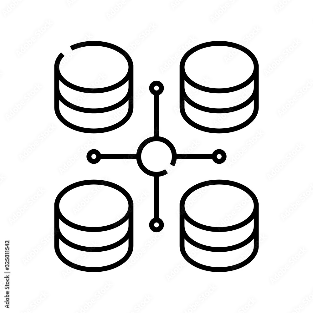 Division profits line icon, concept sign, outline vector illustration, linear symbol. Division profits line icon, concept sign, outline vector illustration, linear symbol.