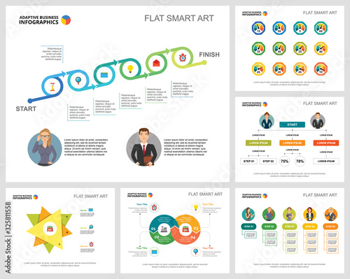 Colorful basketball or marketing concept infographic charts set. Business design elements for presentation slide templates. Can be used for financial report, workflow layout and brochure design.