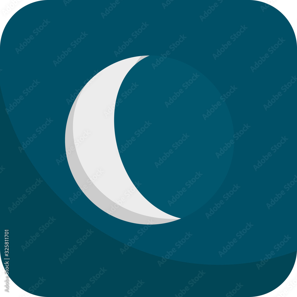Crescent Moon, Simple Icon With Dark Blue Background Crescent Moon, Simple Icon With Dark Blue Background