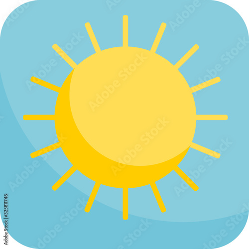 Sunny Weather, Simple Icon With Blue Background