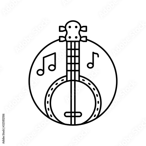 Banjo in circle icon. Simple line, outline vector elements of musical instrument icons for ui and ux, website or mobile application