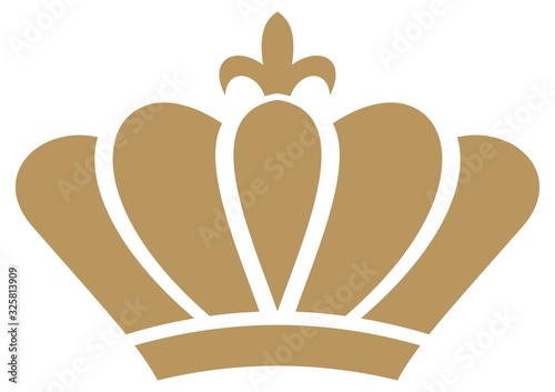 Krone mit Lilie in Gold auf einem weißen isolierten Hintergrund.