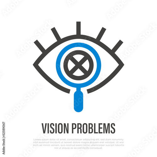Vision loss thin line icon. Symptom of Alzheimer's disease. Healthcare and medical vector illustration.