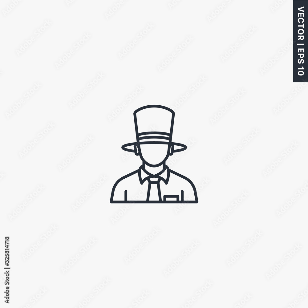 Gentleman, linear style sign for mobile concept and web design