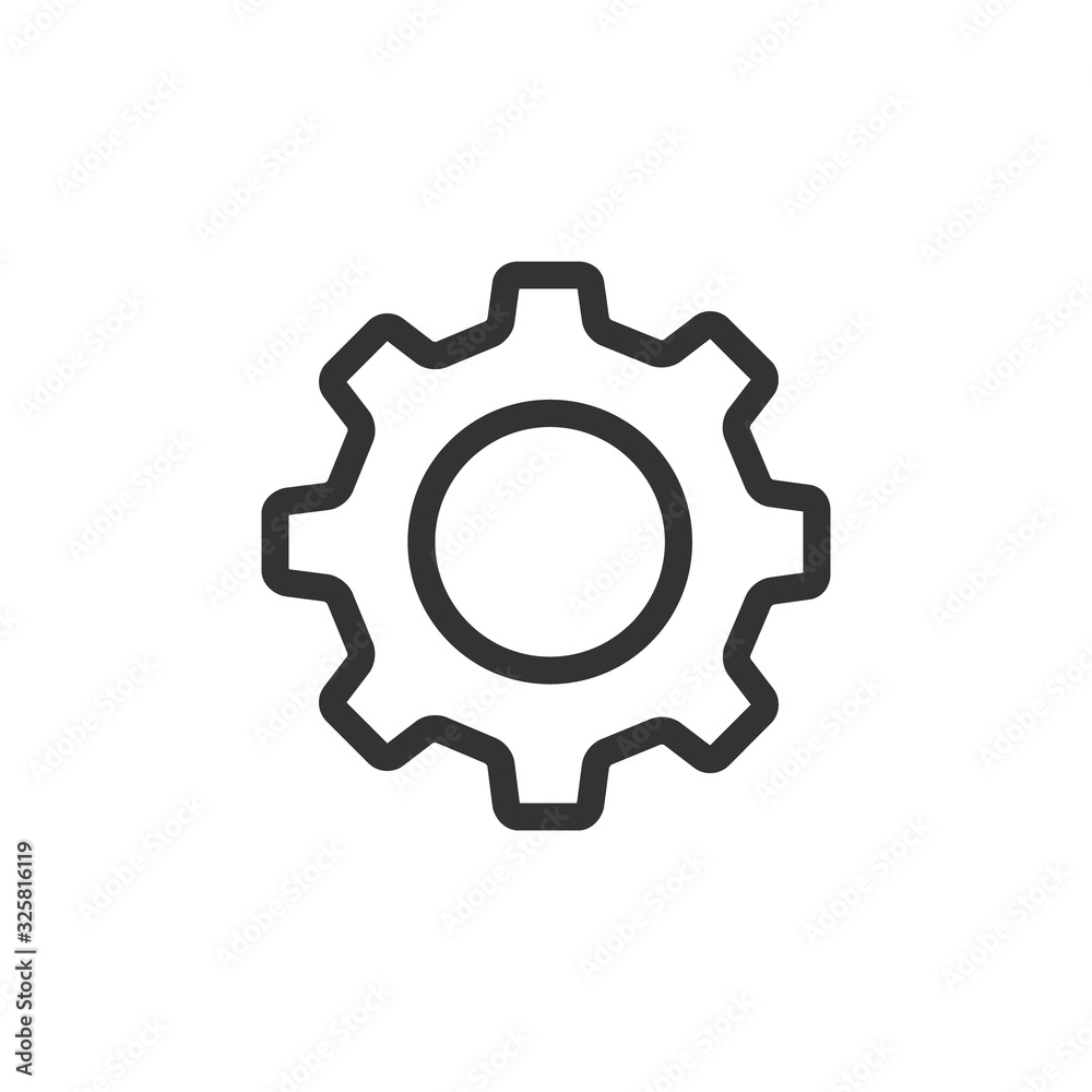 Gear flat icon, vector illustration isolated on the white background