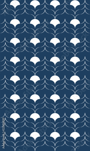 Seamless classic blue pattern with waves
