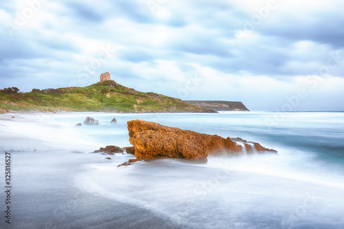 Stunning  view of  Capo San Marco Lighthouse on Del Sinis peninsula. photo