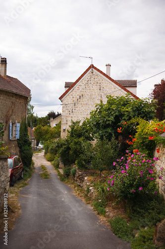 a green street in a French village