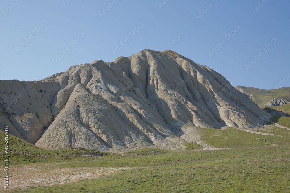 Mountains in Xizi, Azerbaijan. Colorful hills . olorful geological formations . striped hills .Steppe high mountains like marsian peisage . View of the beautiful striped no tree .mountain .