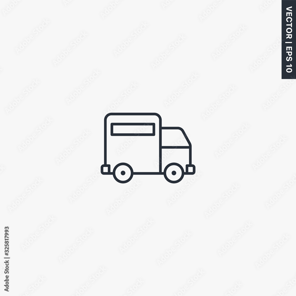 Truck delivery, linear style sign for mobile concept and web design.