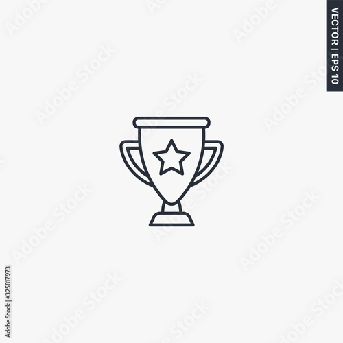 Trophy cup, linear style sign for mobile concept and web design