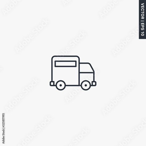 Truck delivery, linear style sign for mobile concept and web design.