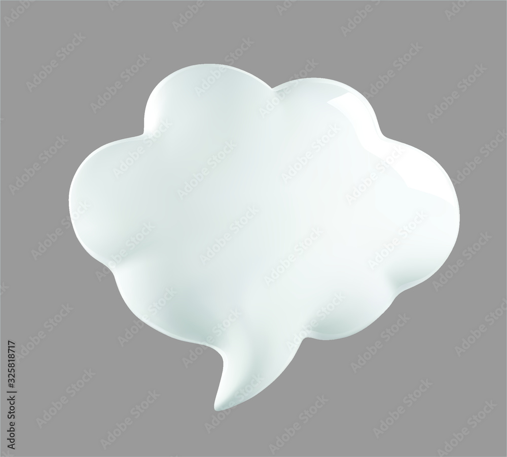 3d talking cloud, shiny cloud foam. 3d talking ballon. Cload foam illustration. - obrazy, fototapety, plakaty 