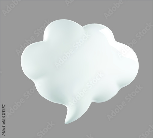 3d talking cloud, shiny cloud foam. 3d talking ballon. Cload foam illustration.