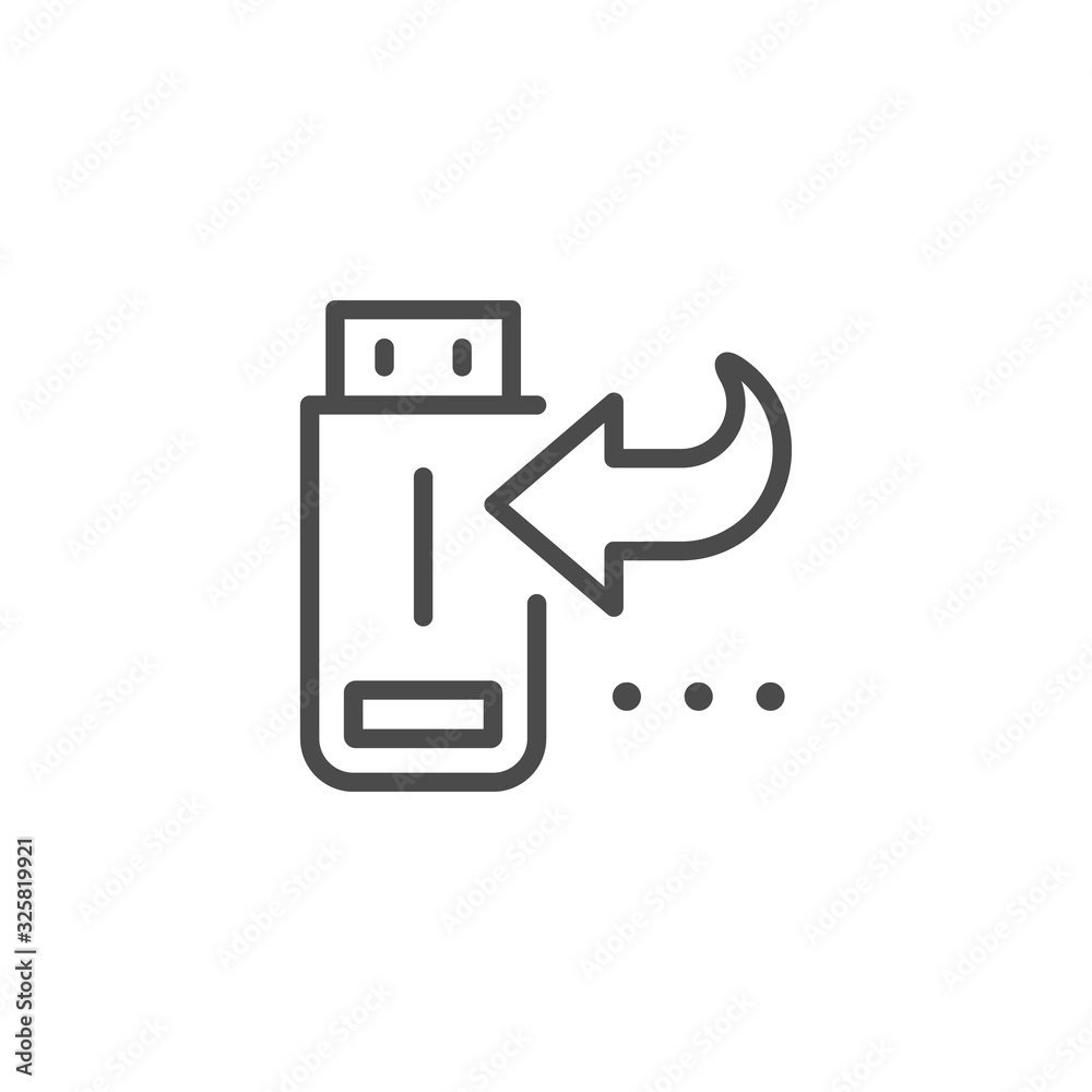Flash drive data recovery line outline icon
