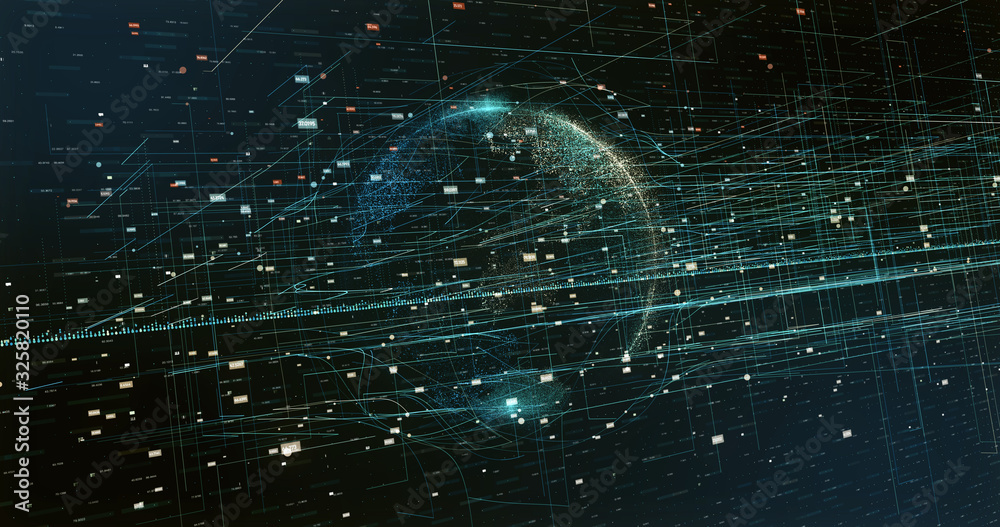 Obraz premium Digital space world 3d data earth background
