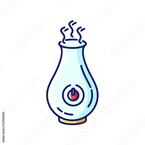 Air filter RGB blue, yellow and red color icon. Ultrasonic humidifying appliance, domestic air purifier, premises climate regulation device, home equipment. Isolated vector illustration