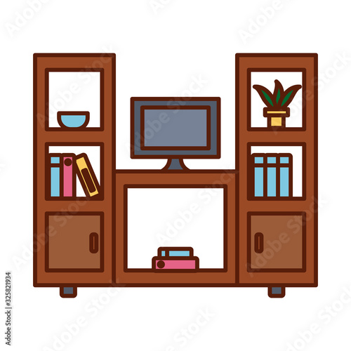 Isolated home tv and books furniture line and fill style icon vector design © Jeronimo Ramos