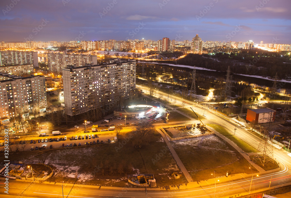 Night view of the residential neighborhood