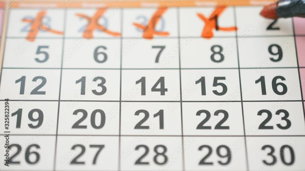 Marking the date on the calendar Marking the date on the calendar