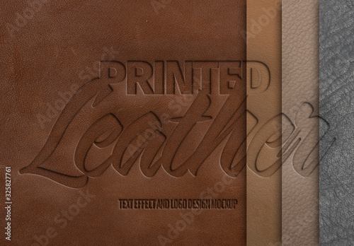 Embossed Leather Texture Effect Mockup