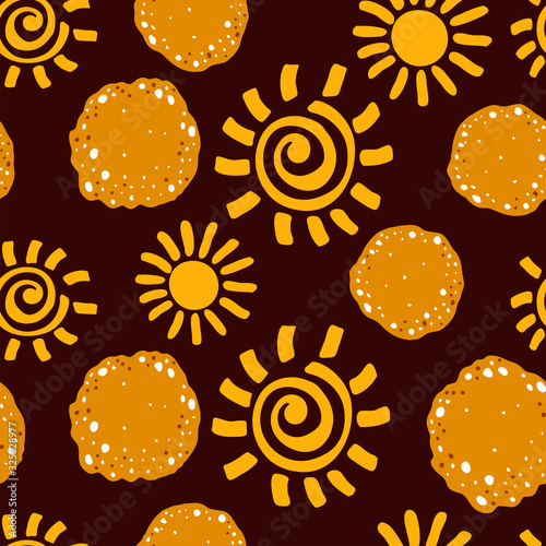 Seamless pattern Russian holiday Carnival pancakes and sun