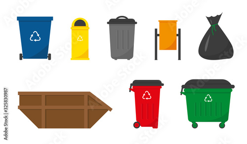 Set of waste dumpsters for home and street.