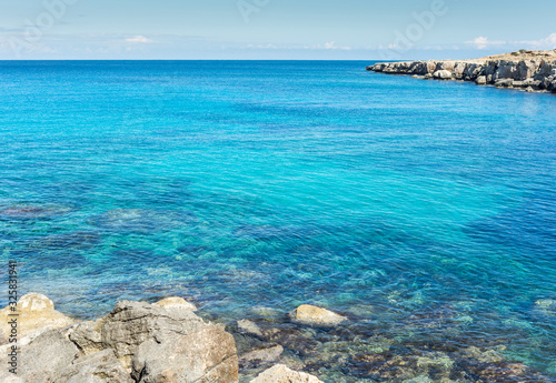 calm mediterranean sea washing cyprus shore near ayia napa cavo greco