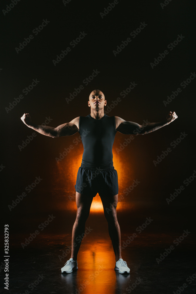 Professional sports champion tensing muscles stock photo Professional sports champion tensing muscles stock photo