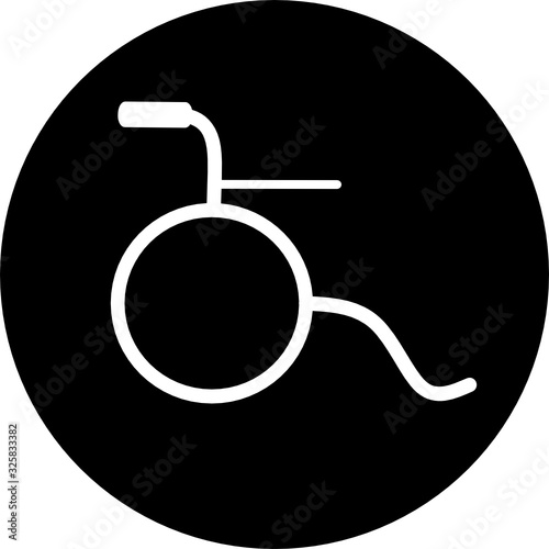 Wheelchair in black circle icon. Attractive, beautifully and faithfully designed wheelchair Icon. Wheelchair, handicapped or accessibility parking or access sign flat for apps and print.