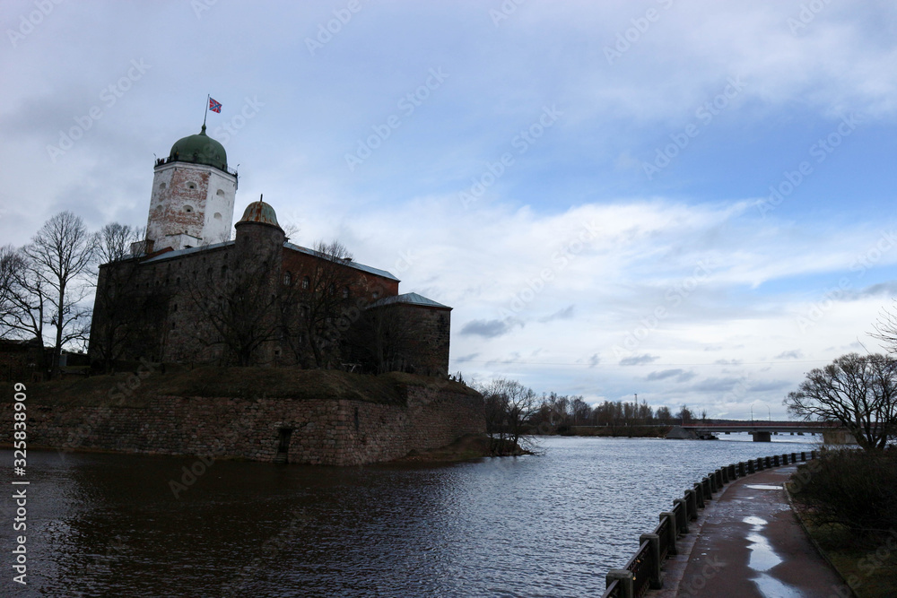 View to medieval Vyborg castle with gulf of vyborg, Russia View to medieval Vyborg castle with gulf of vyborg, Russia