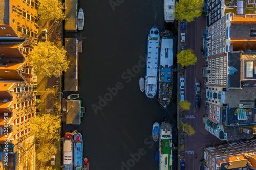 Photography Amsterdam skyline in historical area, Amsterdam, Netherlands