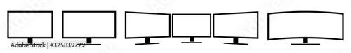 Screens Icon Black | Monitors Illustration | Headquarters Workstation Symbol | Monitoring Logo | Computer Display Sign | Isolated | Variations