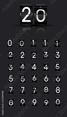 Countdown numbers flip counter vector isolated set