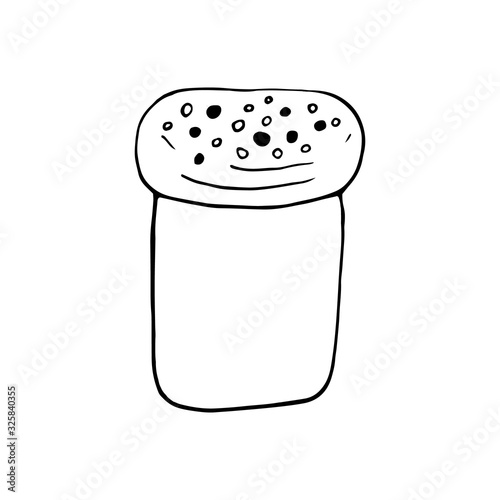 Hand drawn easter cake, bread. Doodle vector illustration in cute style. Element for greeting cards, posters, stickers and seasonal design. Isolated on white background