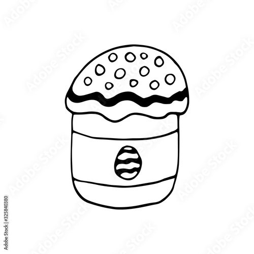Hand drawn easter cake, bread. Doodle vector illustration in cute style. Element for greeting cards, posters, stickers and seasonal design. Isolated on white background