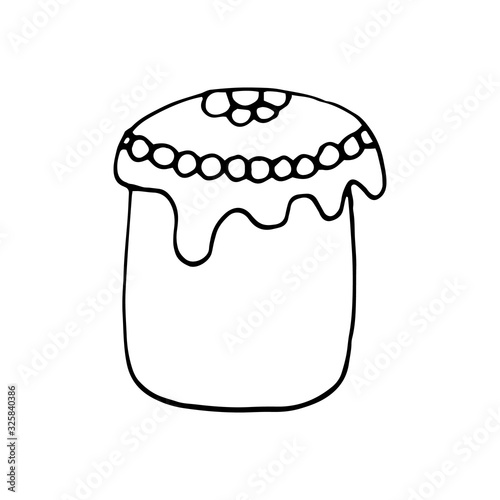 Hand drawn easter cake, bread. Doodle vector illustration in cute style. Element for greeting cards, posters, stickers and seasonal design. Isolated on white background