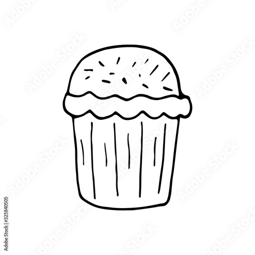 Hand drawn easter cake, bread. Doodle vector illustration in cute style. Element for greeting cards, posters, stickers and seasonal design. Isolated on white background