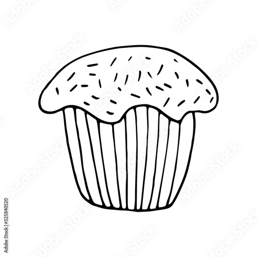 Hand drawn easter cake, bread. Doodle vector illustration in cute style. Element for greeting cards, posters, stickers and seasonal design. Isolated on white background