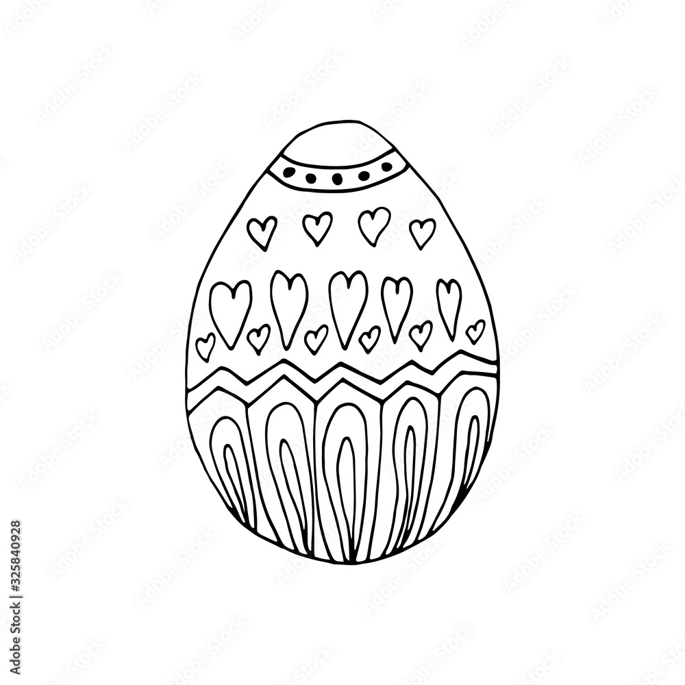 Hand drawn easter eggs with decoration. Doodle vector illustration in cute zenart style. Element for greeting cards, posters, stickers and seasonal design. Isolated on white background Hand drawn easter eggs with decoration. Doodle vector illustration in cute zenart style. Element for greeting cards, posters, stickers and seasonal design. Isolated on white background