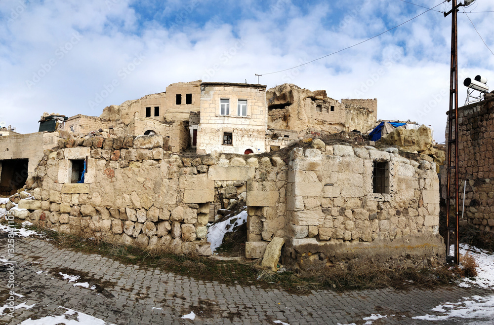A rural house in a poor village in the Turkish region of Cappadocia.