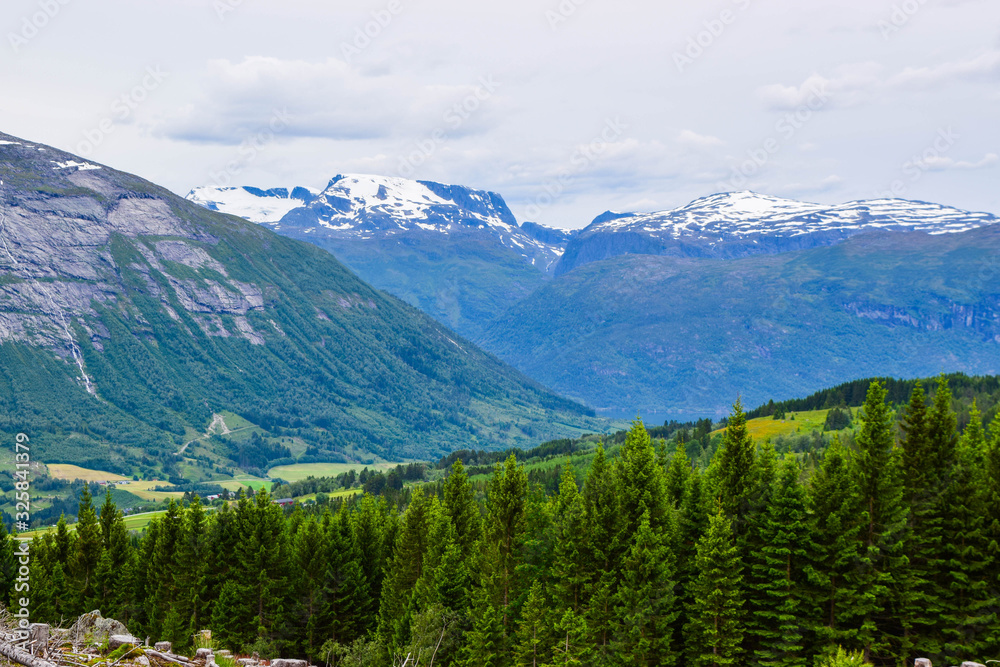 Mountain landscape in Stryn municipality, Vestland county. Norway.
