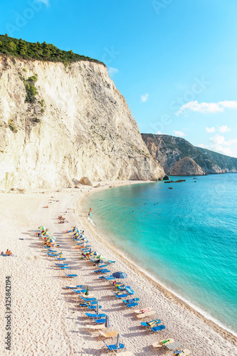 Fototapeta Naklejka Na Ścianę i Meble -  Panorama of Porto Katsiki beach, white beach in greece, best beach in Lefkada