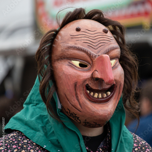Closeup Portrait of a masked person on a carnival parade